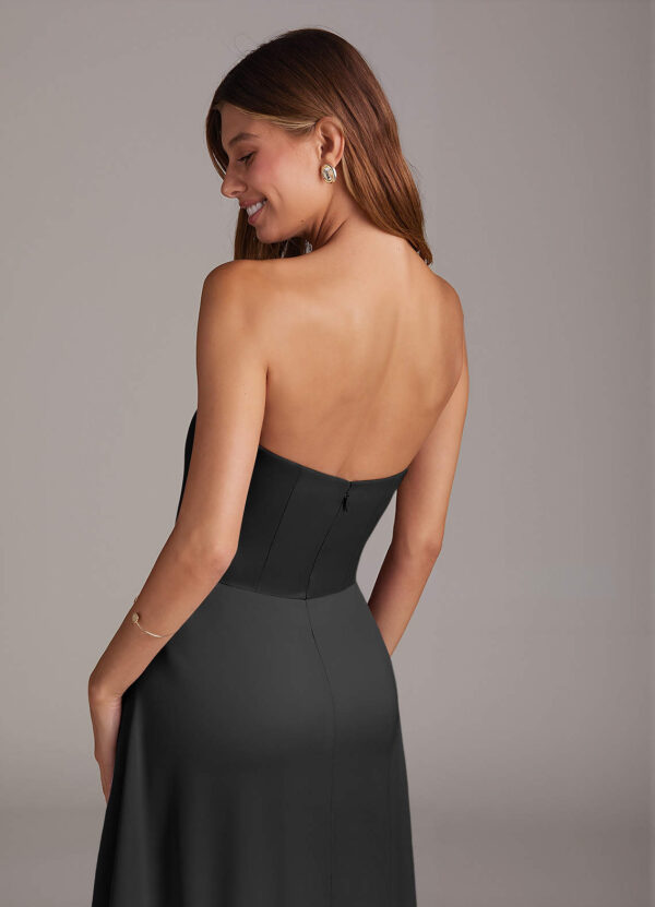 Elegant Convertible Bridesmaid Dress – Strapless, A-Line, Leg Slit