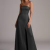 Elegant Convertible Bridesmaid Dress – Strapless, A-Line, Leg Slit