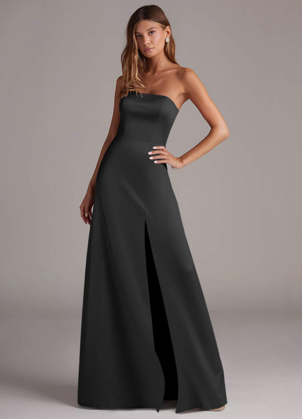 Elegant Convertible Bridesmaid Dress – Strapless, A-Line, Leg Slit