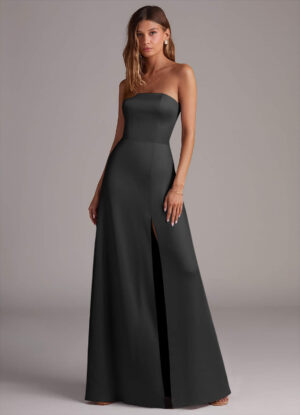 Elegant Convertible Bridesmaid Dress – Strapless, A-Line, Leg Slit