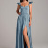 Elegant Bridesmaid Dress – Sweetheart Neckline & Leg Slit