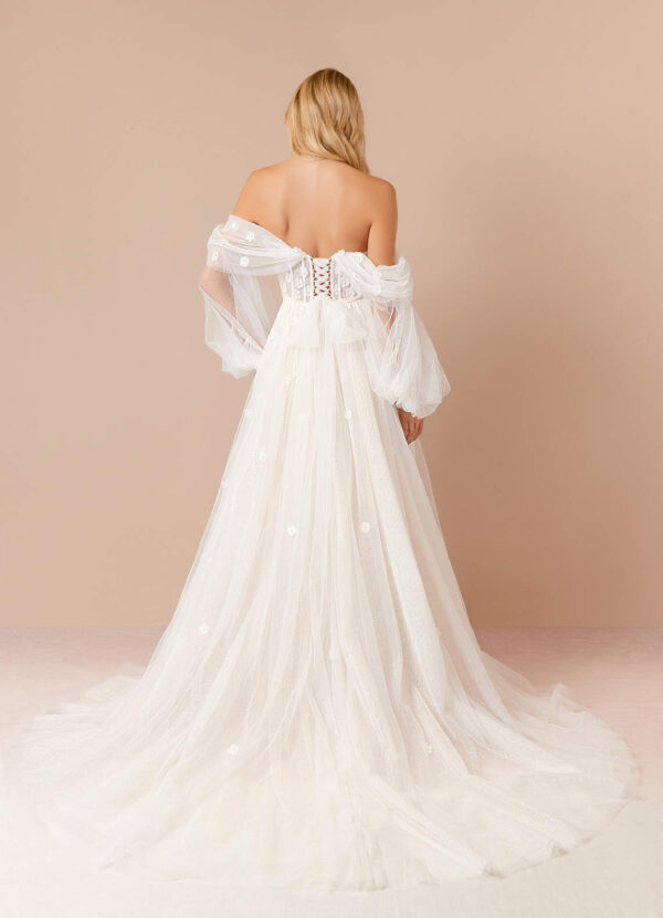 Custom Wedding Dress – Off The Shoulder, Lace & 3D Florals