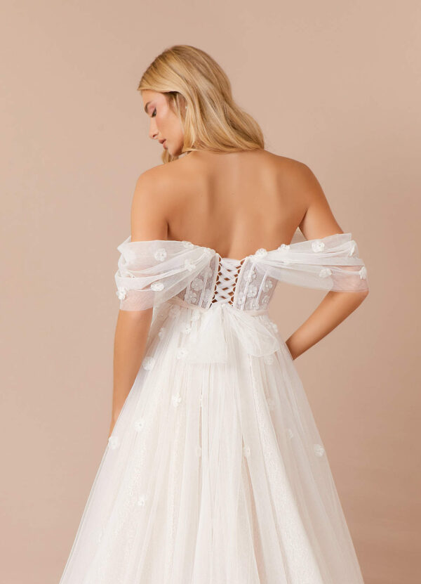Custom Wedding Dress – Off The Shoulder, Lace & 3D Florals