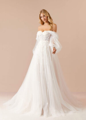 Custom Wedding Dress – Off The Shoulder, Lace & 3D Florals