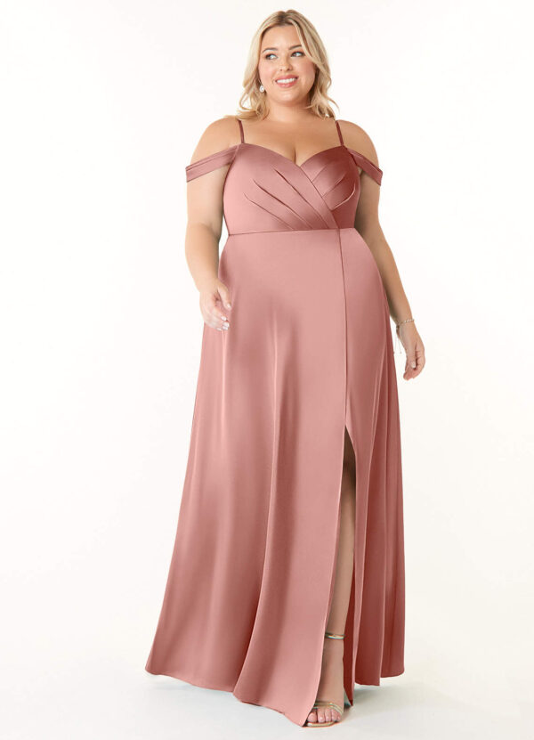 Elegant Bridesmaid Dress – A-Line with Pleats & V-Neck