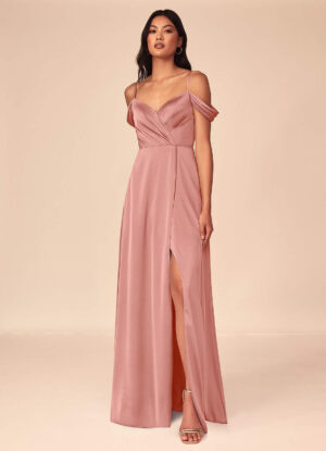 Elegant Bridesmaid Dress – A-Line with Pleats & V-Neck