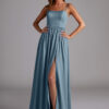 Convertible Satin Bridesmaid Dress – Off Shoulder & Slit