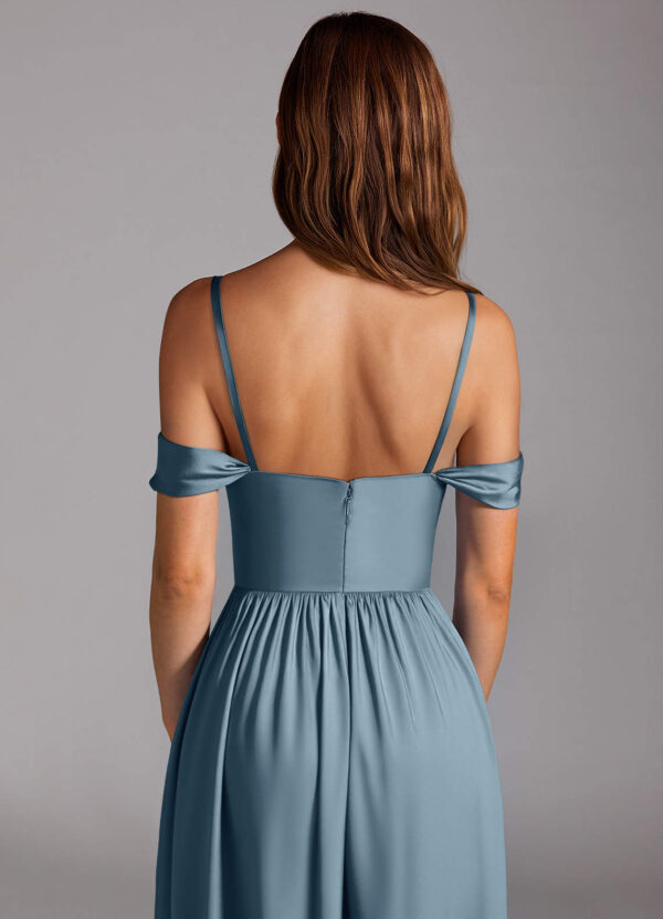 Convertible Satin Bridesmaid Dress – Off Shoulder & Slit