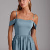 Convertible Satin Bridesmaid Dress – Off Shoulder & Slit