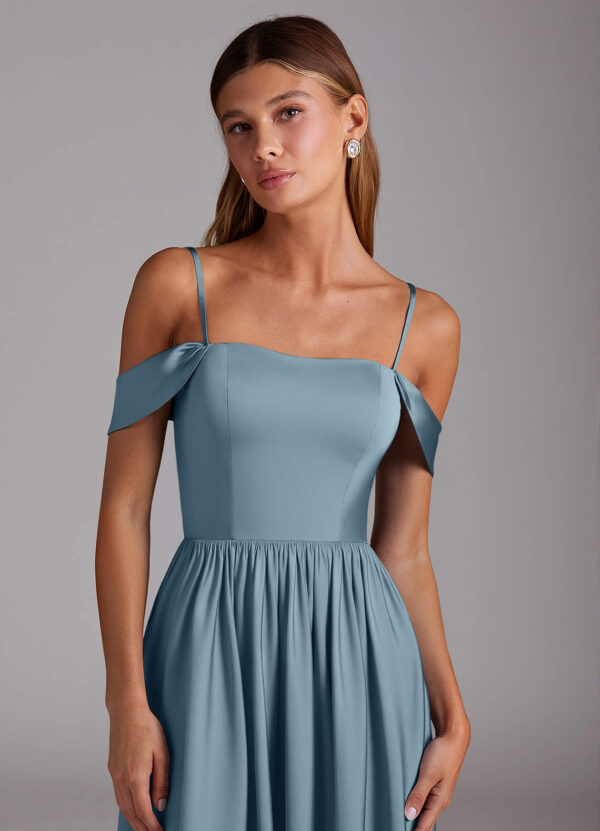 Convertible Satin Bridesmaid Dress – Off Shoulder & Slit