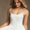 Beach Wedding Dress – Lace, Slit & 3D Florals