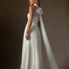 Chiffon Custom Wedding Dress – Slit & High Neck