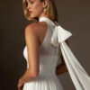 Chiffon Custom Wedding Dress – Slit & High Neck