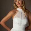 Chiffon Custom Wedding Dress – Slit & High Neck