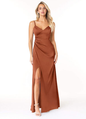 Elegant Bridesmaid Dress – V-Neck, A-Line, Corset Back