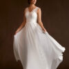 Elegant A-Line Wedding Dress with Embroidered Lace – V Back, Sleeveless