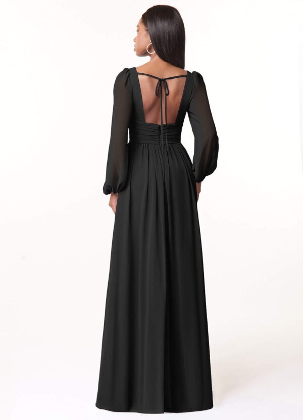 Chiffon Bridesmaid Dress – V-Neck & Bow Back