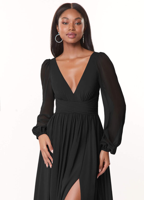 Chiffon Bridesmaid Dress – V-Neck & Bow Back