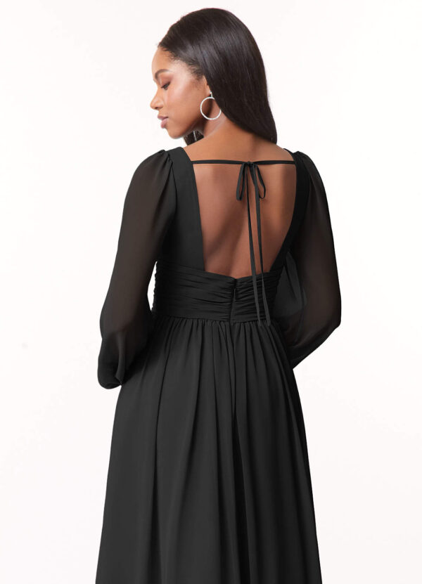Chiffon Bridesmaid Dress – V-Neck & Bow Back