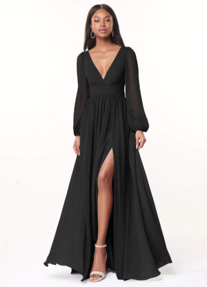 Chiffon Bridesmaid Dress – V-Neck & Bow Back