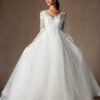 Romantic Custom Wedding Dress – V-Back, Beaded Lace & Long Sleeves