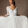 Romantic Custom Wedding Dress – V-Back, Beaded Lace & Long Sleeves