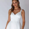 Chic Satin Wedding Dress – Pleated A-Line Style