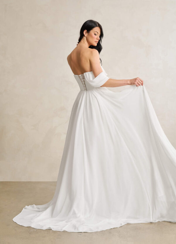 Elegant A-Line Wedding Dresses with Sweetheart Neckline & Off The Shoulder Sleeves
