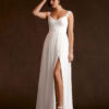 Elegant Custom Wedding Dress – V-Neck, Lace & Cap Sleeves