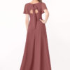 Elegant A-Line Bridesmaid Dress – V-Neck, Ruffle & Pleated Details