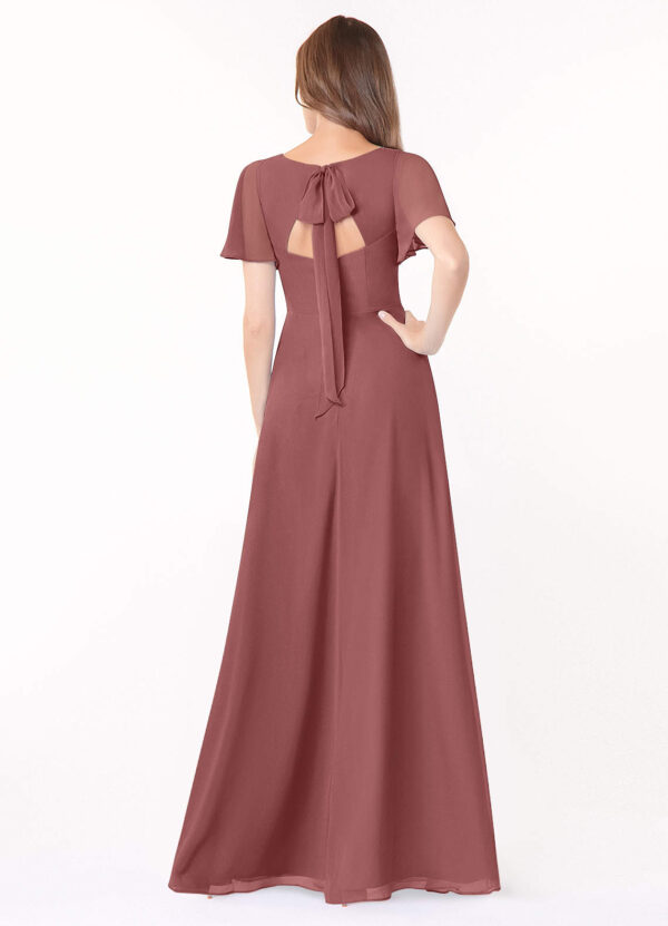 Elegant A-Line Bridesmaid Dress – V-Neck, Ruffle & Pleated Details