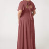 Elegant A-Line Bridesmaid Dress – V-Neck, Ruffle & Pleated Details
