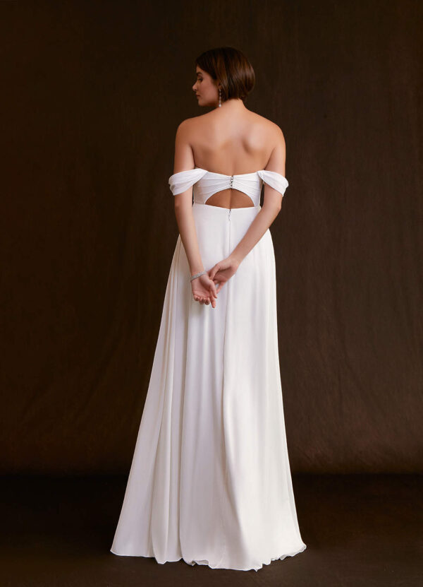 Chic Custom Wedding Dress – Off The Shoulder & Pleated Design