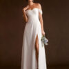 Elegant Custom A-Line Wedding Dress – Sweetheart, Off The Shoulder, Pleated with Leg Slit
