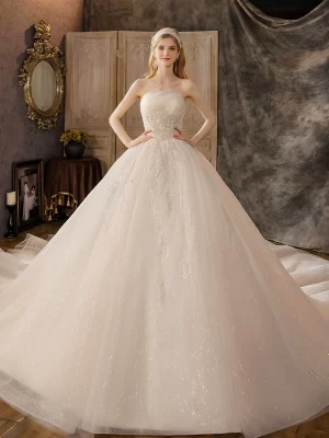 Sequin Strapless A-Line Gown