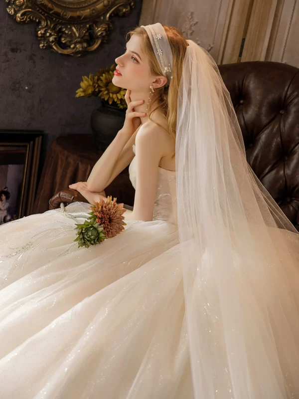 Sequin Strapless A-Line Gown