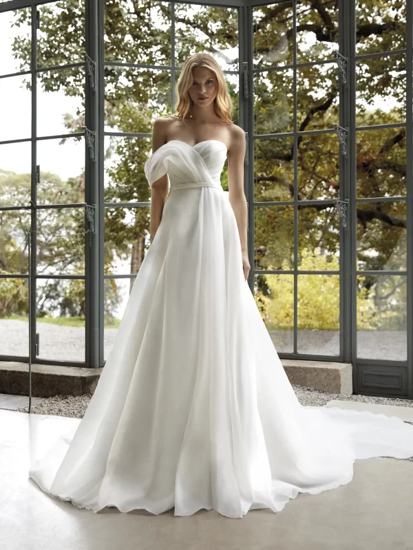 Asymmetrical A-line Organza Wedding Dress