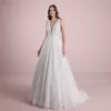 V-Neck A-Line Tulle Wedding Dress