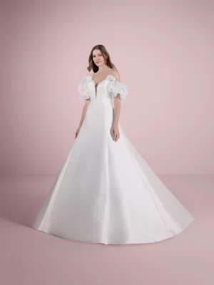 V-Neck A-Line Wedding Dress in Mikado