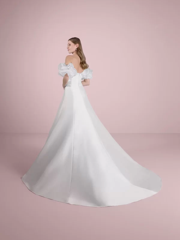 V-Neck A-Line Wedding Dress in Mikado