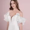 V-Neck A-Line Wedding Dress in Mikado