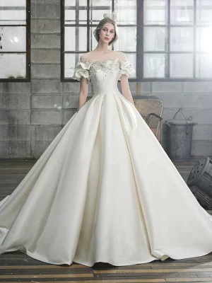Off Shoulder Satin Gown