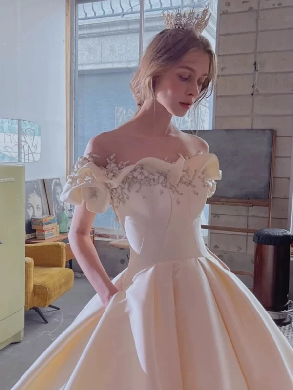 Off Shoulder Satin Gown