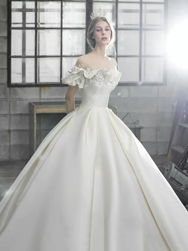 Off Shoulder Satin Gown