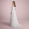 Scoop Neck A-Line Tulle Wedding Dress with Long Sleeves