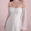 Scoop Neck A-Line Tulle Wedding Dress with Long Sleeves
