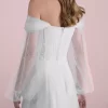 Scoop Neck A-Line Tulle Wedding Dress with Long Sleeves