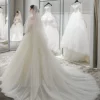 Off-Shoulder French Minimalist White Tulle Wedding Dress