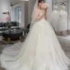 Off-Shoulder French Minimalist White Tulle Wedding Dress