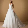 V-Neck A-Line Wedding Dress in Organza
